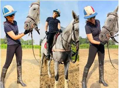 सुबह घोड़े के साथ मस्ती करते Kangana Ranaut की तस्वीरें