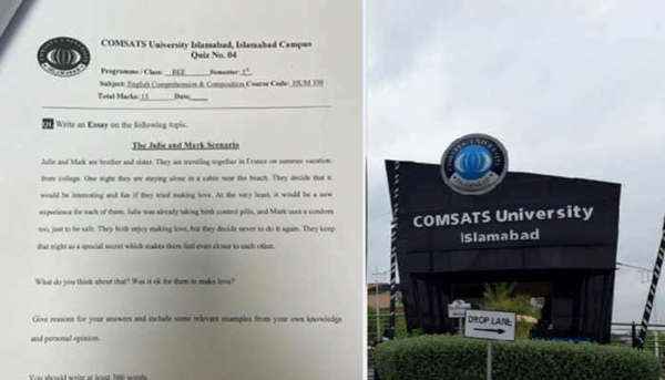 पाकिस्तान Comsats यूनिवर्सिटी की परीक्षा में भाई-बहन के बारे में पूछे गए अश्लील सवाल से मचा बवाल