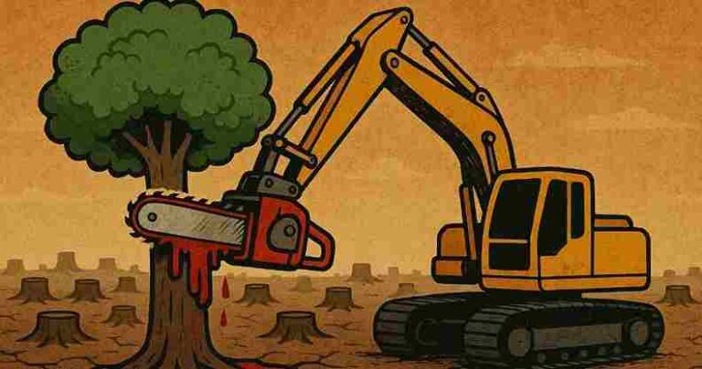 Telangana सरकार का ‘हरित विकास’ झूठ! 400 एकड़ जंगल की निर्मम हत्या, आदिवासियों के आंसुओं पर बनी कंक्रीट की इमारतें?