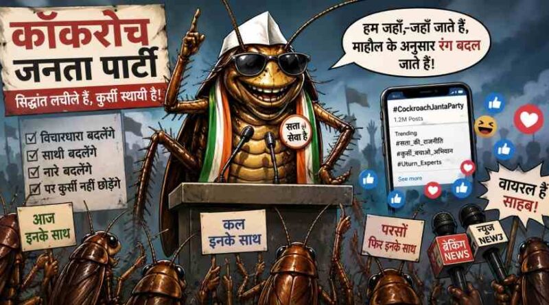 ‘Cockroach Janta Party ’ क्यों हो रही है वायरल? सोशल मीडिया, अवसरवादी राजनीति और लोकतंत्र पर छिड़ी नई बहस 1 Cockroach Janta Party