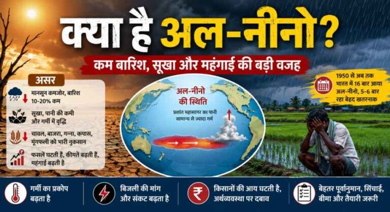 क्या है El Niño? कैसे बढ़ाता है भारत में सूखा, गर्मी और महंगाई; 1950 से अब तक 16 बार दिखा असर क्या है El Niño? कैसे बढ़ाता है भारत में सूखा, गर्मी और महंगाई; 1950 से अब तक 16 बार दिखा असर