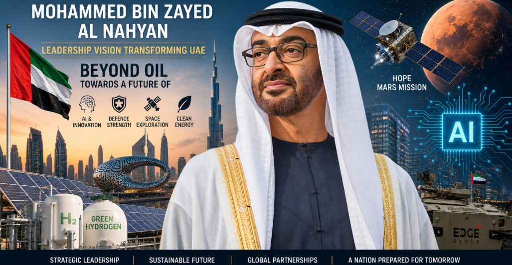 Mohammed Bin Zayed Al Nahyan: Ai, रक्षा, स्पेस और ग्रीन हाइड्रोजन से Uae को तेल युग के बाद की वैश्विक शक्ति बनाने वाले रणनीतिक राष्ट्रपति?