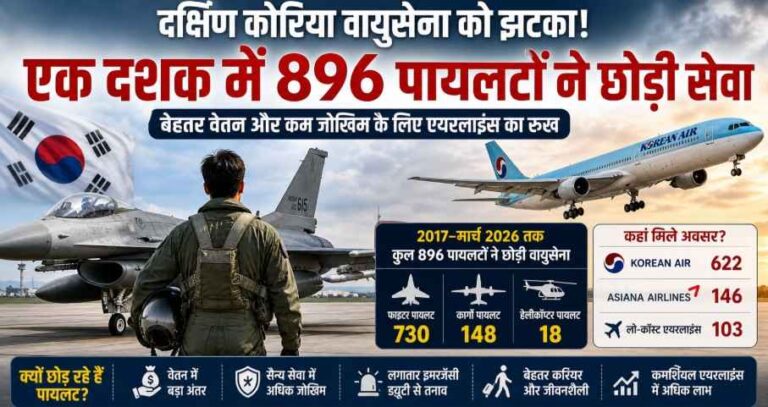 एक दशक में 896 कुशल पायलटों ने छोड़ी South Korea Air Force, बेहतर वेतन के लिए एयरलाइंस का रुख