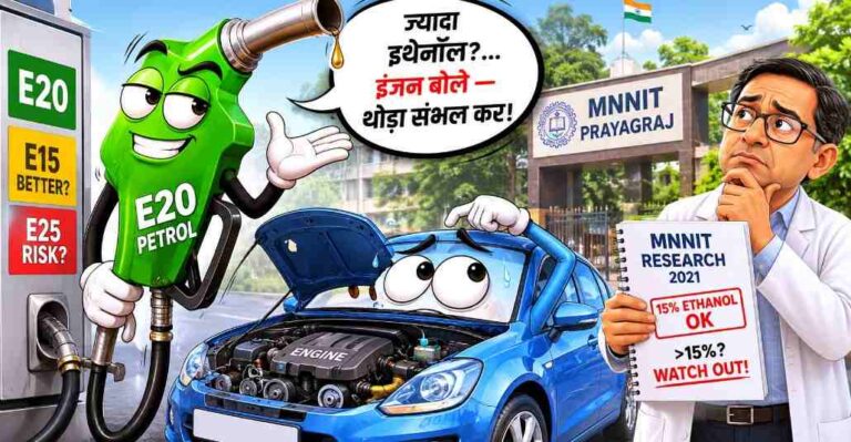 E20 पेट्रोल पर Mnnit के शोध ने बढ़ाई बहस: 15% तक एथेनॉल मिश्रण बेहतर, ज्यादा ब्लेंडिंग पर स्पार्क प्लग और इंजन ऑयल में बदलाव की जरूरत! 1 Mnnit Research On E20 Petrol