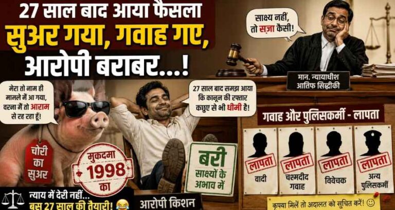 Agra- 27 साल बाद आया ‘सुअर चोरी’ केस का फैसला! गवाह अदालत से गायब, पुलिसकर्मी भी नहीं पहुंचे; साक्ष्य नहीं मिले तो आरोपी किशन बरी 1 Agra Pig Theft Case