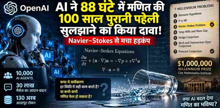 Ai ने 88 घंटे में गणित की 100 साल पुरानी पहेली सुलझाने का किया दावा! Navier–Stokes से मचा हड़कंप, 10 हजार Ai एजेंट्स और 130 अरब टोकन की पूरी कहानी 1 Ai Claims To Solve 100-Year-Old Navier–Stokes Problem