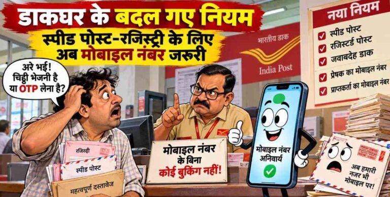 Post Office के बदल गए नियम: स्पीड पोस्ट-रजिस्ट्री के लिए मोबाइल नंबर जरूरी, बिना नंबर नहीं होगी बुकिंग; इन मामलों में मिलेगी छूट 1 Post Office New Rules |